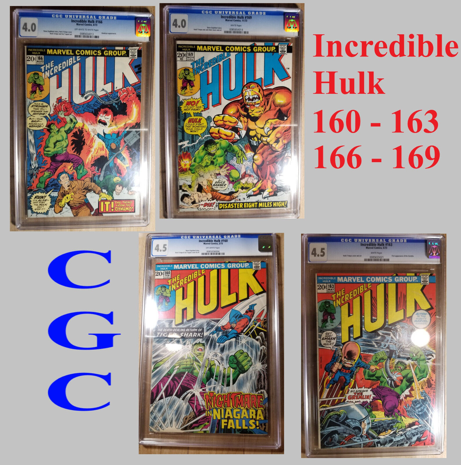 Incredible Hulk s 160  163  166  169 CGC