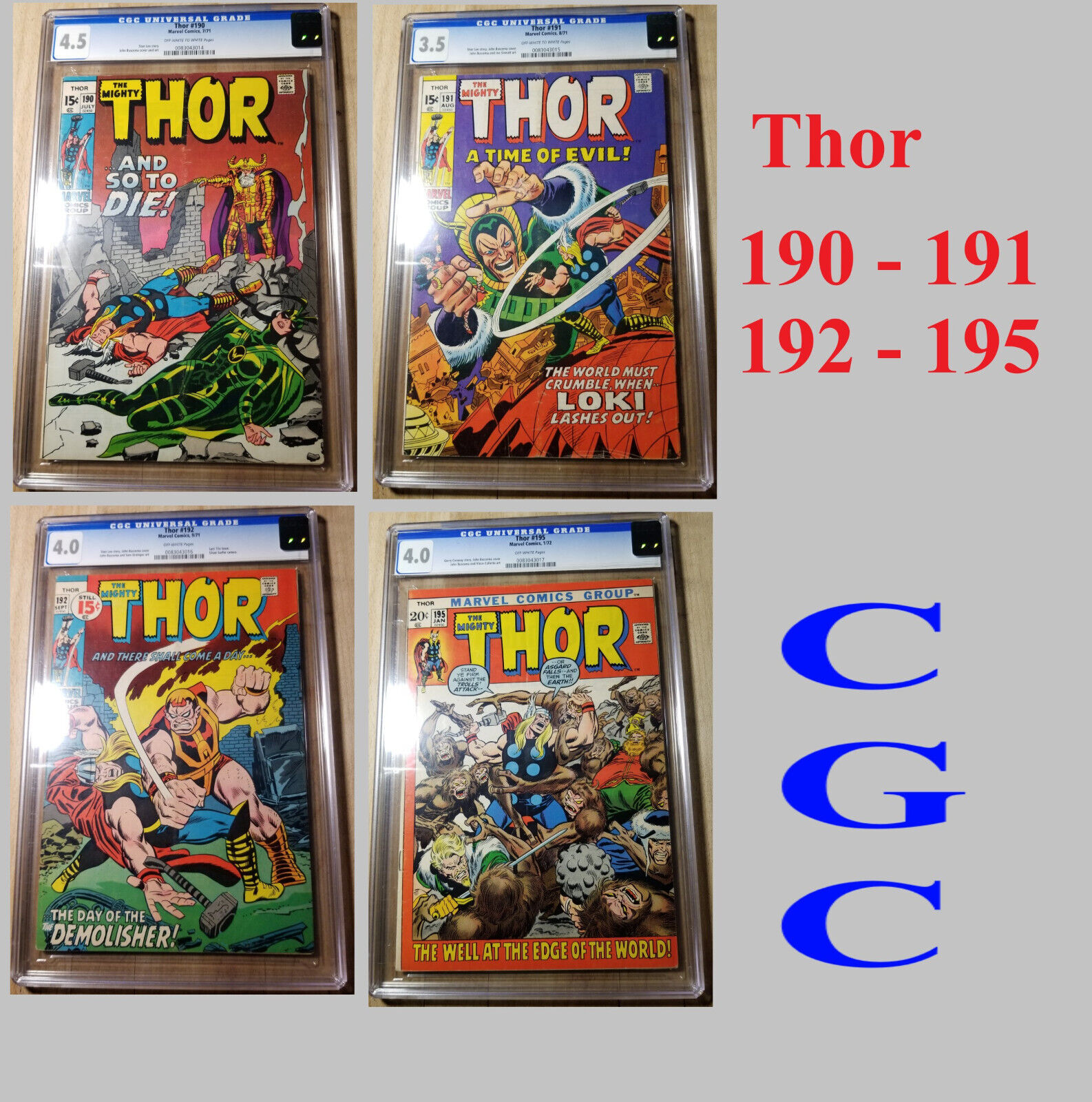 Thor 190  191  192  195 CGC