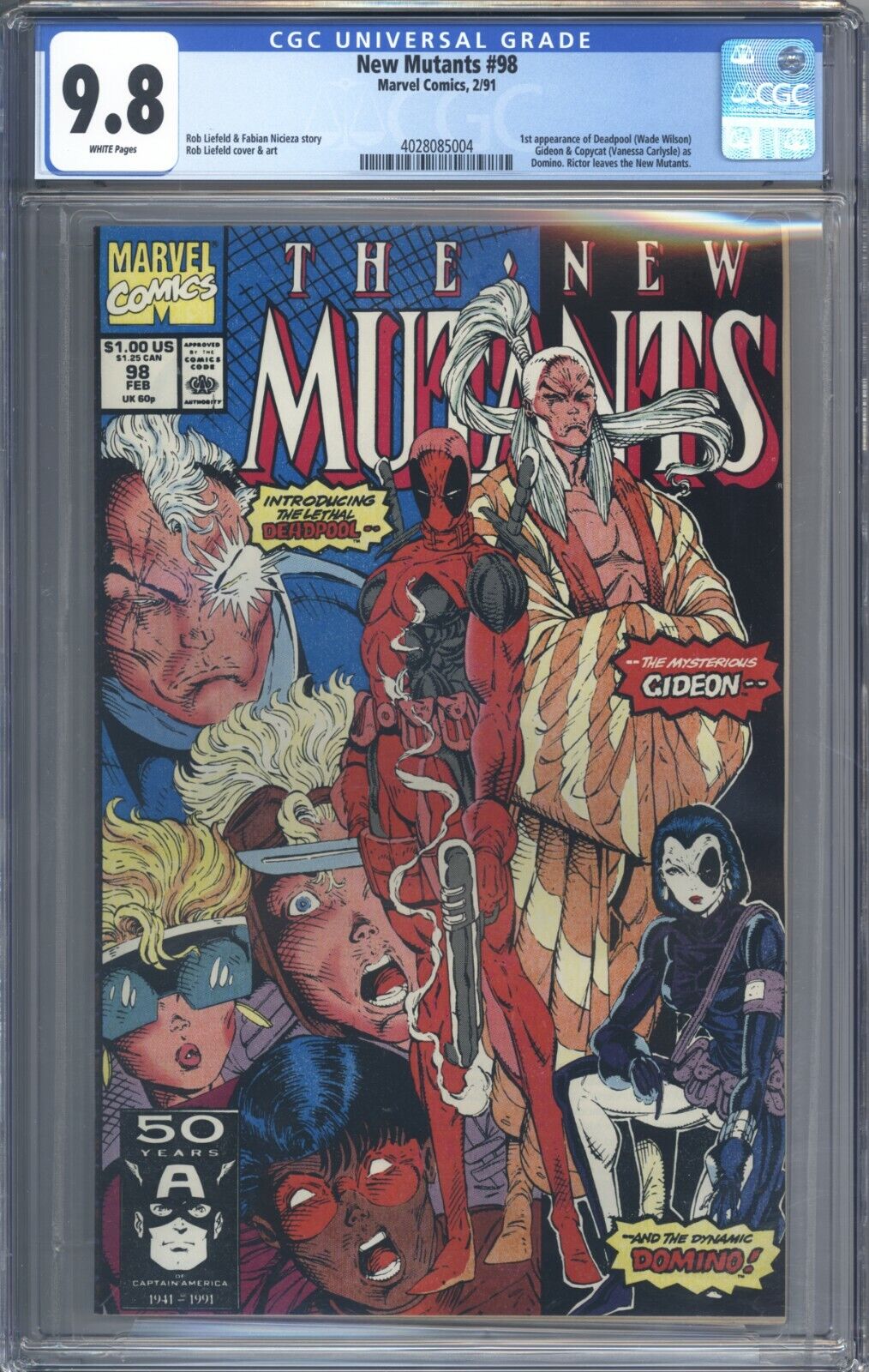 New Mutants 98 CGC 98 Absolutely Stunning  White Pages 1st App of Deadpool