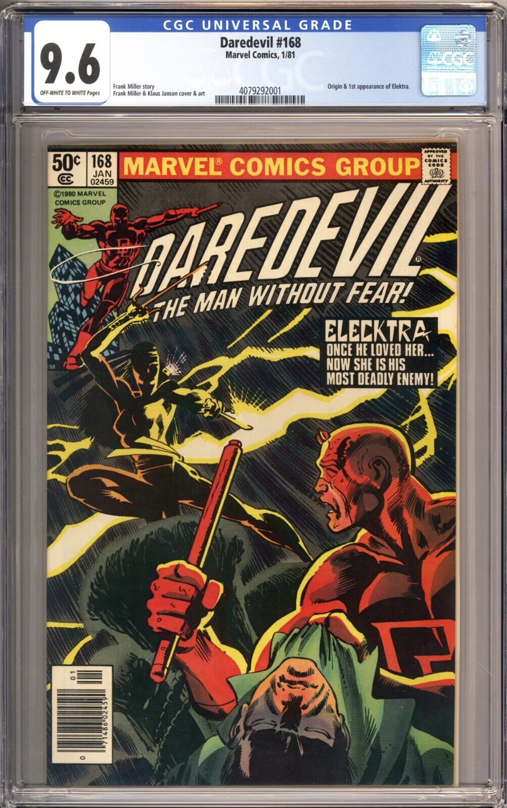 Daredevil 168 CGC 96 Incredible Looking Book 1st Appearance of Elektra