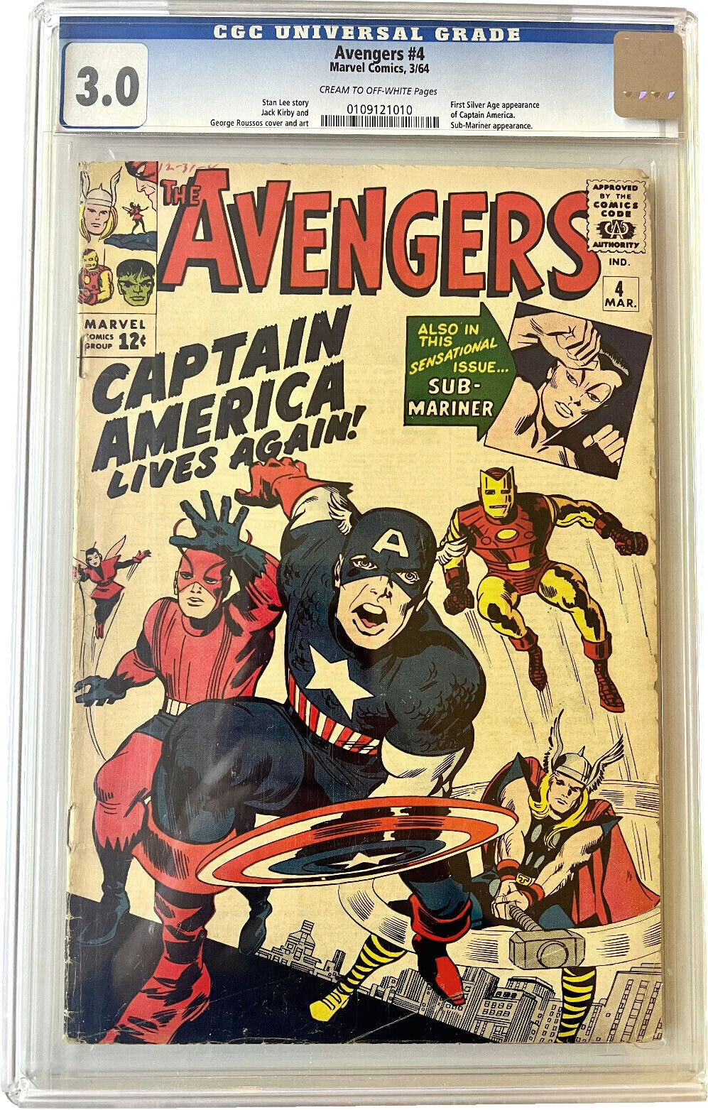 Avengers 4 CGC 30 1963 1st Silver Age Capt America  Bucky Stan Lee Jack Kirby