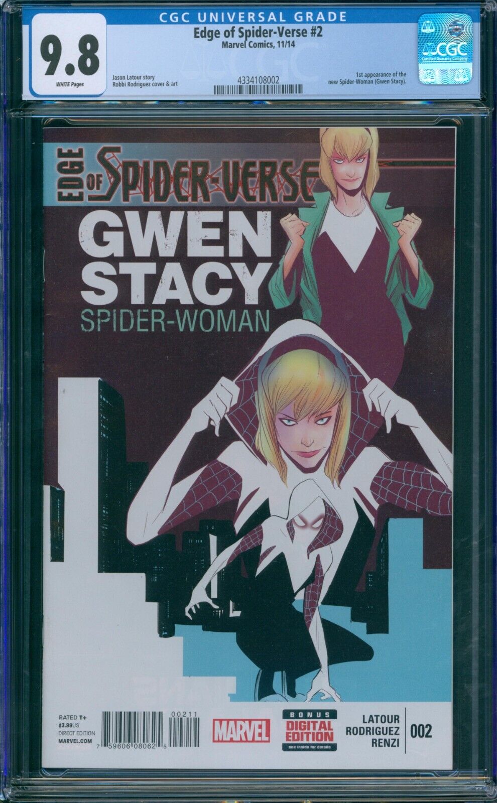 Edge of SpiderVerse 2 1st Print CGC 98 Stunning Book 1st App SpiderGwen